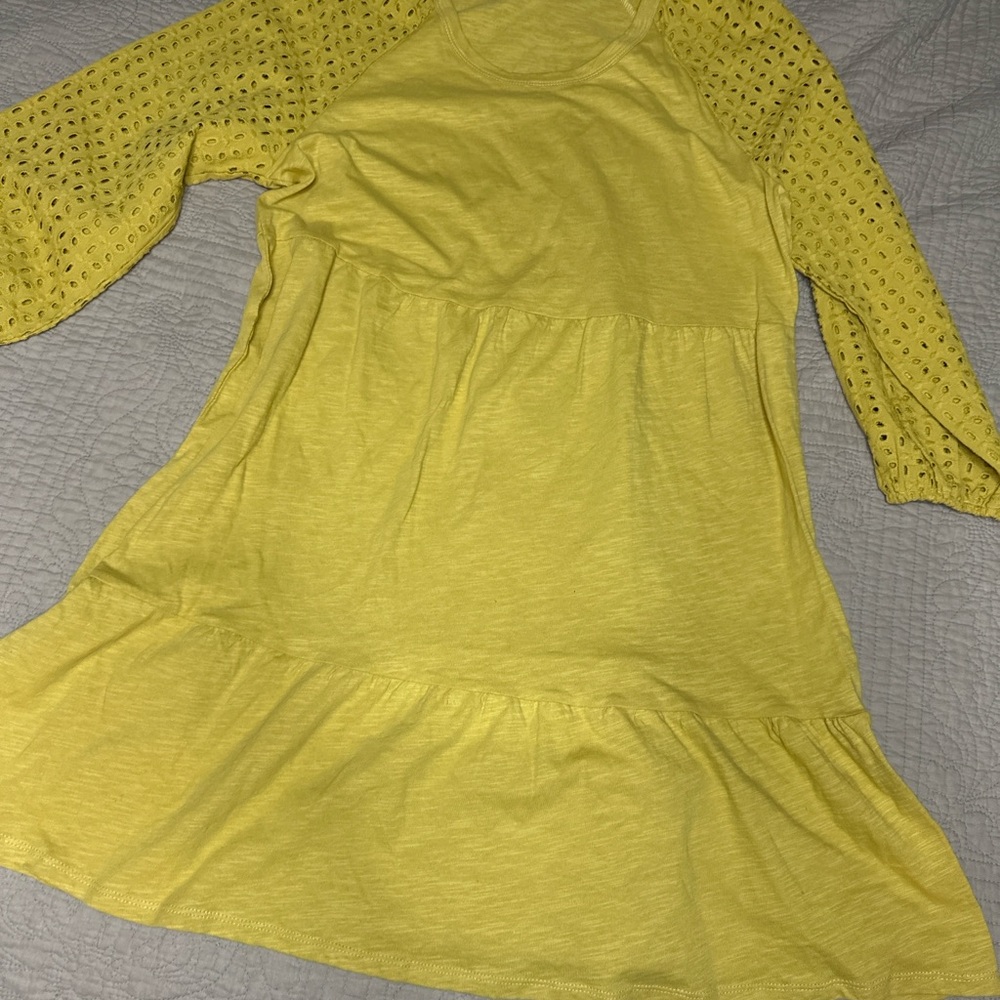 Time and Tru mustard Yellow  Dress with Eyelet Sleeves